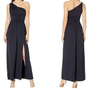 Susana Monaco Ruched Twisted Shoulder Maxi Dress